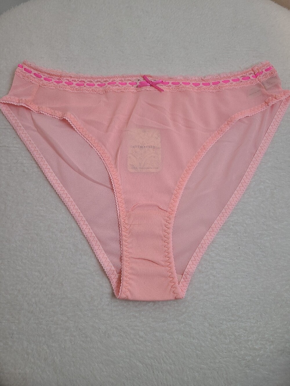 Free People So Sweet Sheer Mesh Ribbon Slot Bikini Panty Size Lg